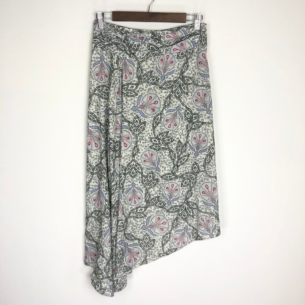 Isabel Marant Asymmetric Floral Paisley Print Faux Wrap Midi Skirt Size M 38